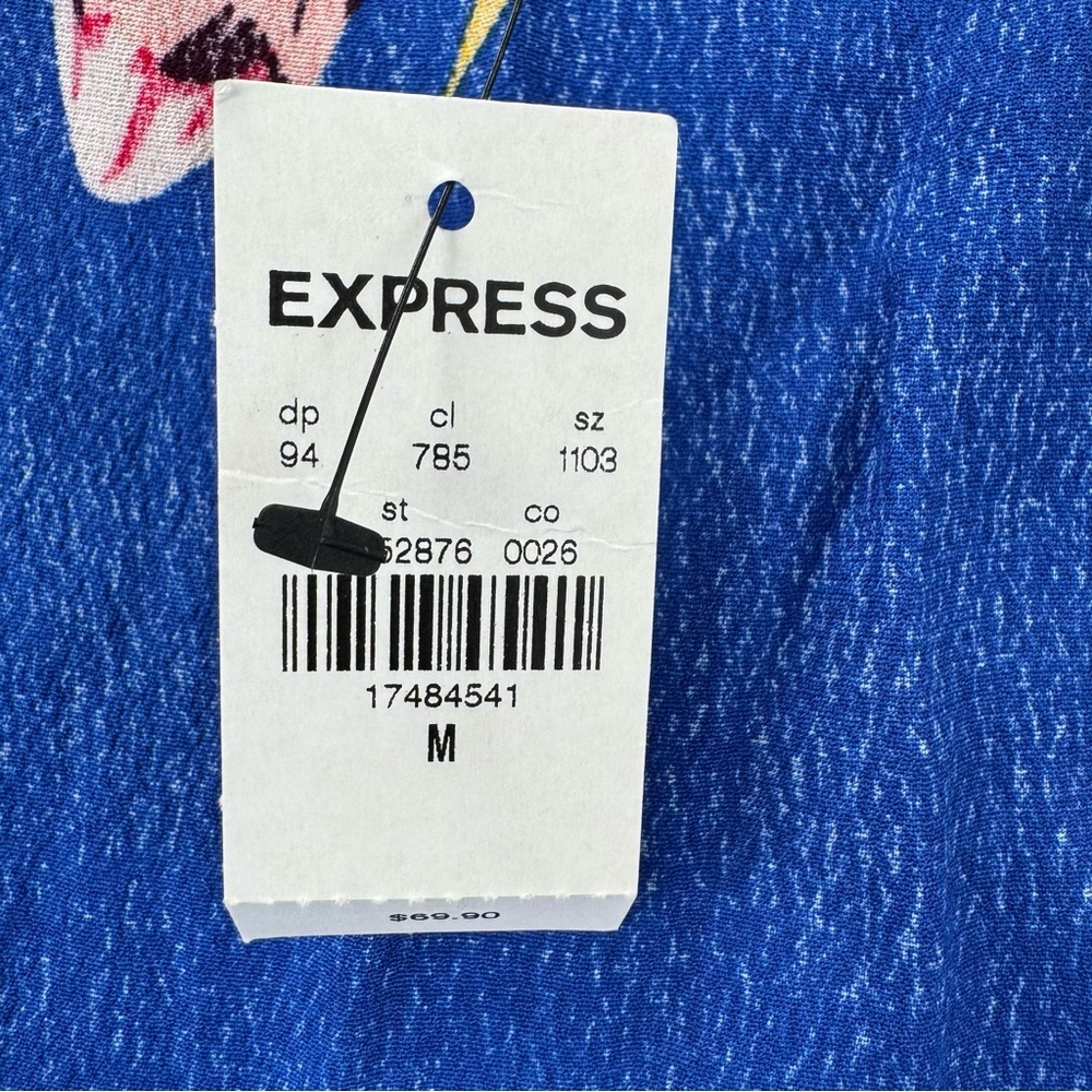 NWT Express Surplice Bell Sleeve Blue Floral Romper Medium - Picture 7 of 7